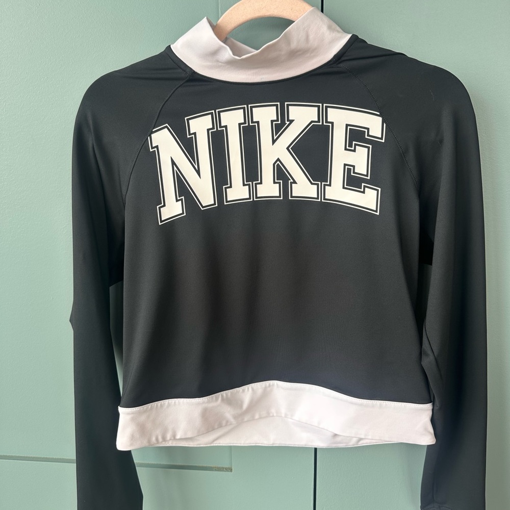 Nike Black and White Cropped Sports Top
